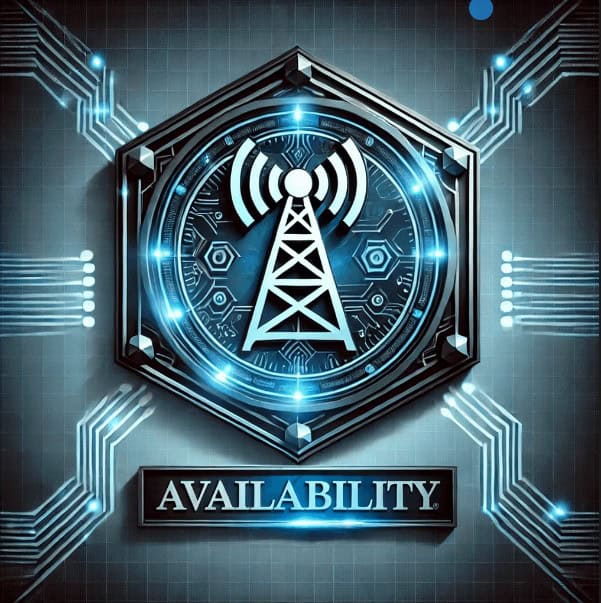 Futuristic cybersecurity emblem representing Availability